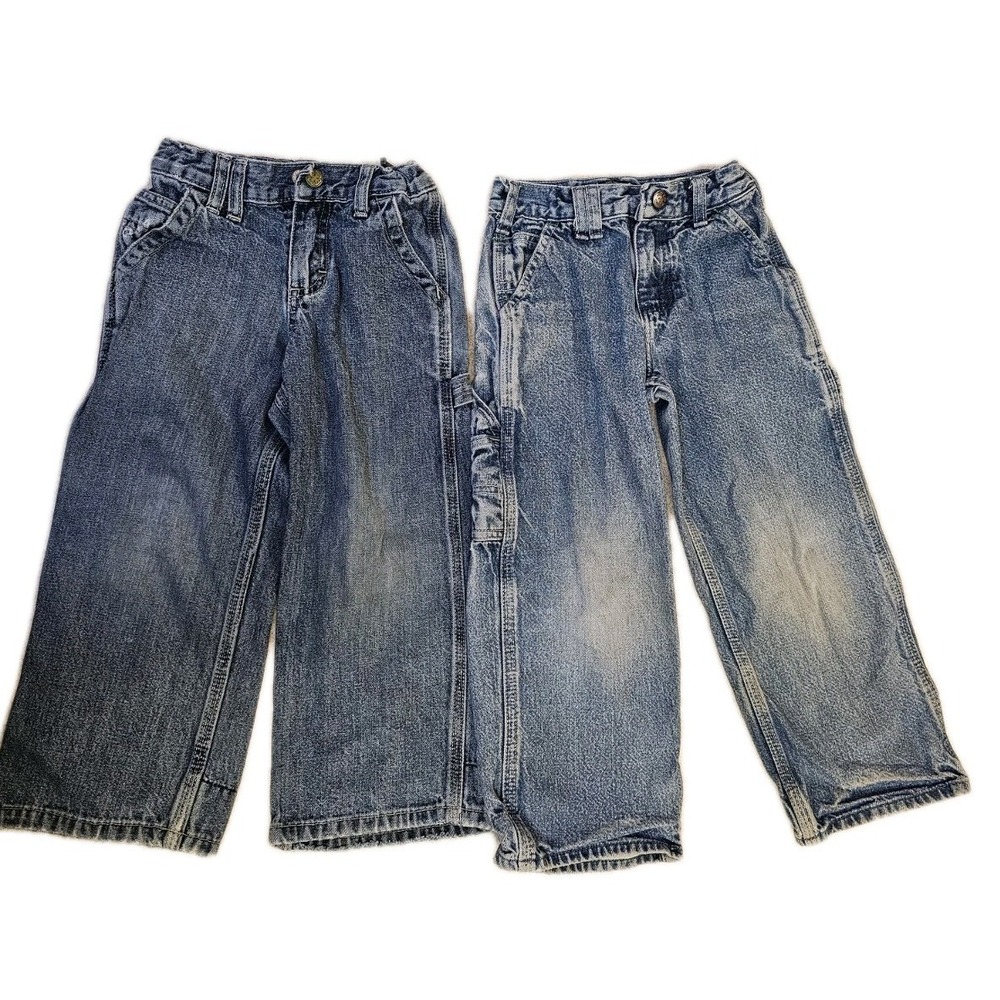 Vintage 80's OshKosh Denim Jeans Toddler 4T Made In USA Light Wash Distressed